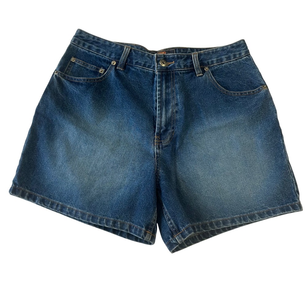 Route 66 Womens High Waisted Denim Shorts Medium Wash Blue Size 12 Cotton